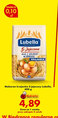 Makaron krajanka 5-jajeczny Lubella promocja w Biedronka