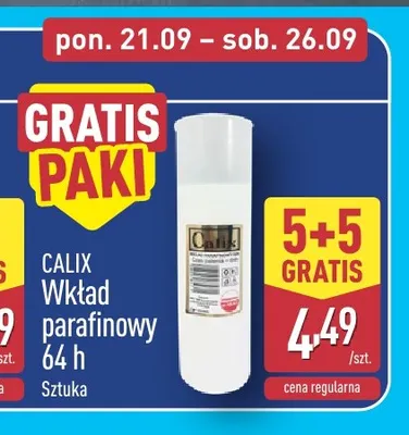 Wkład parafinowy 64 h Calix promocja w Aldi