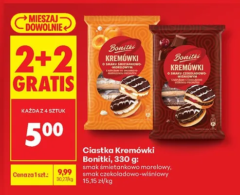 Ciastka Kremówki smak śmietankowo-morelowy promocja w Biedronka