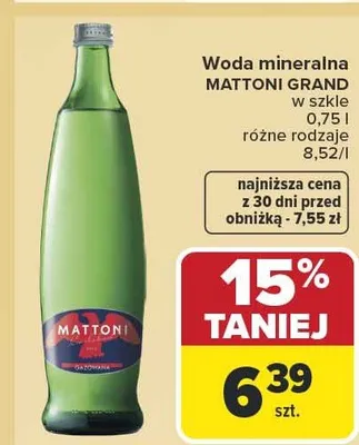 Woda mineralna w szkle promocja w Carrefour