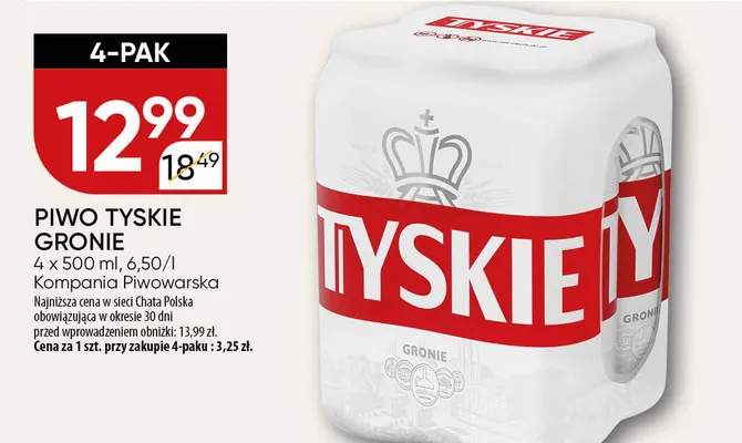 Piwo Tyskie Gronie promocja w Chata Polska