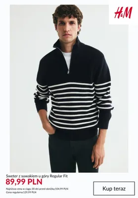 Sweter z suwakiem u góry Regular Fit H & M promocja w H&M