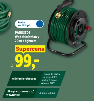 Wąż ciśnieniowy z bębnem Parkside 20 m promocja w Lidl