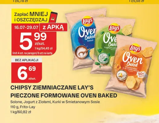 Chipsy ziemniaczane Lay's Oven Baked Jogurt z Ziołami promocja w Chorten