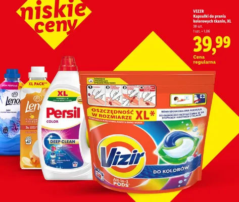 Kapsułki do prania kolorowych tkanin XL Vizir promocja w Lidl