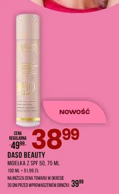 Mgiełka z SPF 50 DASO BEAUTY promocja w Drogerie Natura