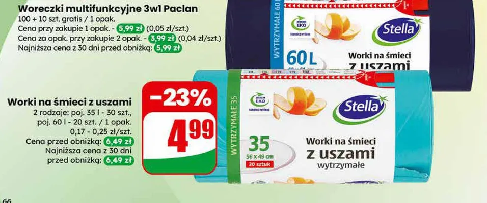 Worki na śmieci z uszami 35 l promocja w Dino