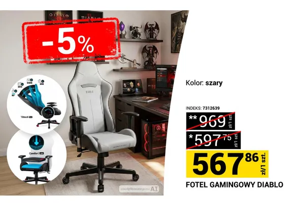 Fotel gamingowy Diablo promocja w Merkury Market