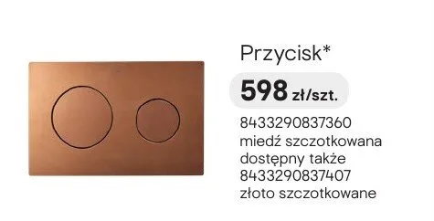 Przycisk spłukujący Roca miedź złoto szczotkowane promocja w Castorama