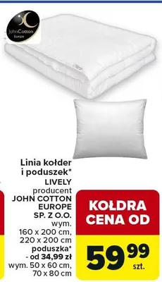 Kołdra i poduszek LIVELY promocja w Carrefour