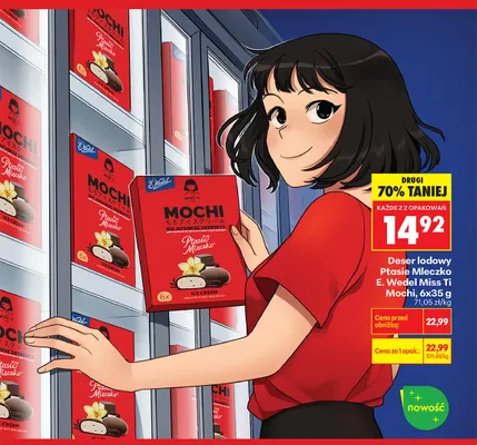 Deser lodowy Ptasie Mleczko E. Wedel Miss Ti Mochi 6-pak 35g promocja w Biedronka