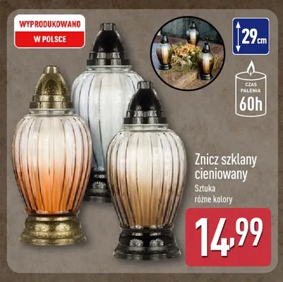 Znicz szklany cieniowany promocja w Aldi