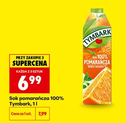 Sok pomarańczowy 100% Tymbark promocja w Biedronka
