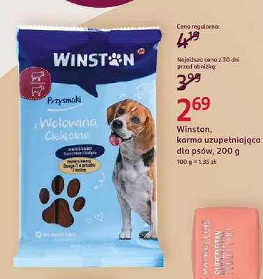 Karma uzupełniająca dla psów Winston Przysmaki z wołowiną i cielęciną promocja w Rossmann