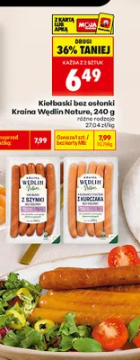 Kiełbaski z szynki bez osłonki Kraina Wędlin Nature promocja w Biedronka
