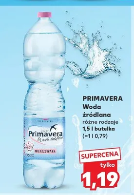 Woda źródlana Primavera niegazowana promocja w Kaufland