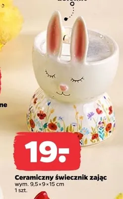Ceramiczny świecznik zając promocja w Netto