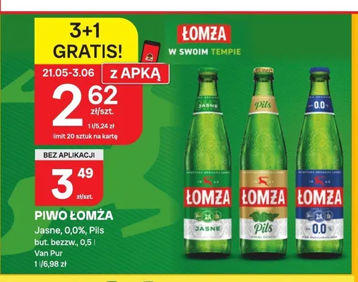 Piwo bezalkoholowe Łomża 0,0% promocja w Chorten