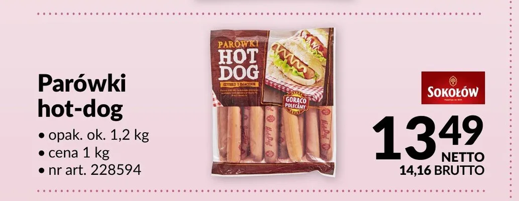 Parówki hot-dog Sokołów promocja w Makro