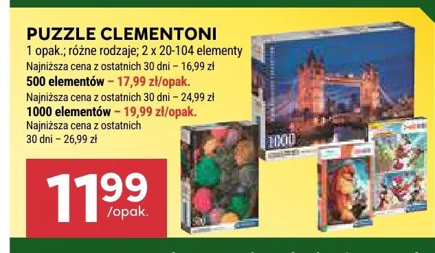Puzzle Clementoni promocja w Stokrotka