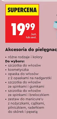 Szczotka do włosów ze spinkami i gumkami promocja w Biedronka