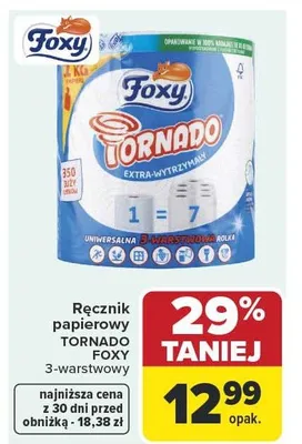 Ręcznik papierowy Tornado Foxy 3-warstwowy promocja w Carrefour