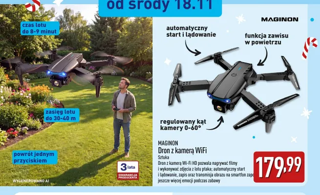 Dron z kamerą WiFi Maginon promocja w Aldi