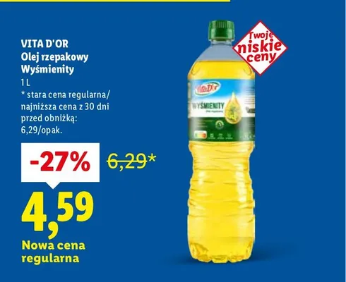 Olej rzepakowy wyśmienity 1 l promocja w Lidl