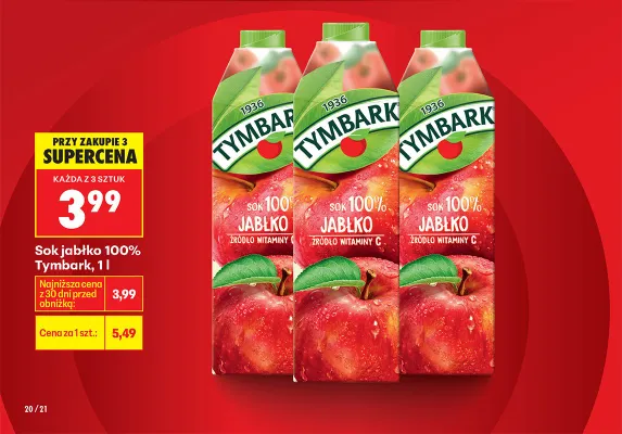 Sok jabłko 100% promocja w Biedronka