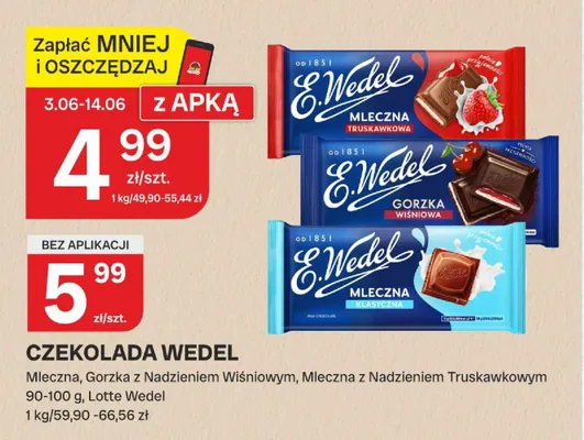 Czekolada E.Wedel Mleczna promocja w Chorten