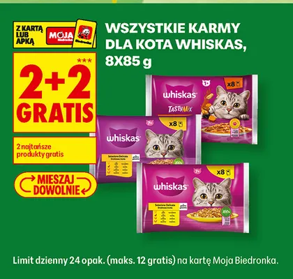 Karmy dla kota Whiskas 8-pak 85 g promocja w Biedronka