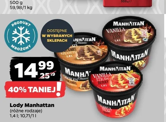 Lody Manhattan Vanilla Straw Berry promocja w Netto