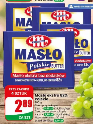 Masło ekstra 82% Polskie Mlekovita promocja w Dino
