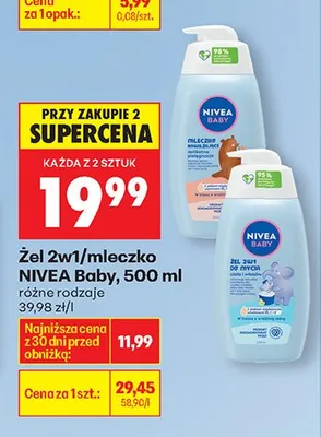 Żel 2w1/mleczko do mycia i pielęgnacji skóry, różne rodzaje promocja w Biedronka