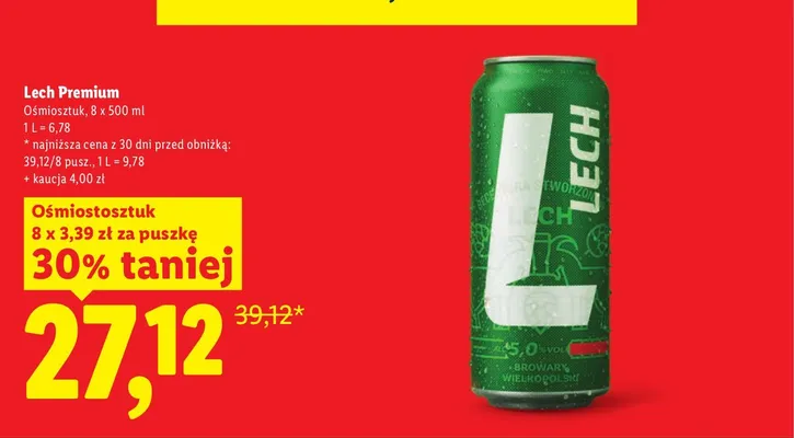 Piwo Lech Premium 8-pak 500 ml promocja w Lidl