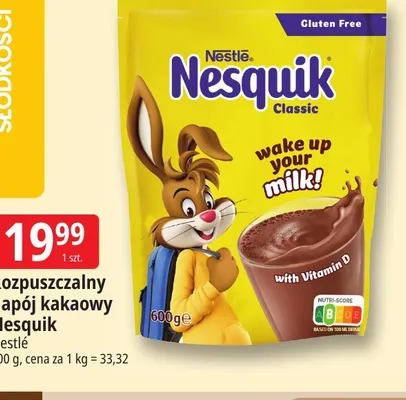 Rozpuszczalny napój kakaowy Nesquik Classic Nestlé promocja w Leclerc