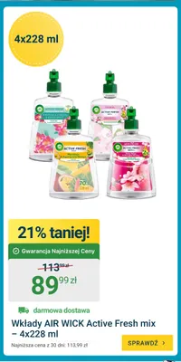 Wkłady Air Wick Active Fresh mix 4-pak 228 ml promocja w ERLI