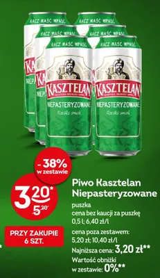 Piwo Kasztelan Niepasteryzowane promocja w Żabka
