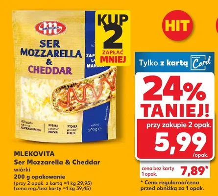 Ser Mozzarella & Cheddar wiórki promocja w Kaufland