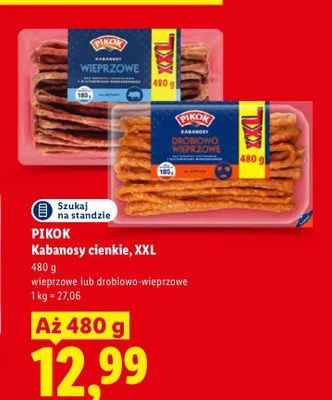 Kabanosy cienkie drobiowo-wieprzowe XXL Pikok promocja w Lidl