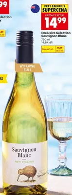 Wino Exclusive Selection Sauvignon Blanc wytrawne białe promocja w Biedronka