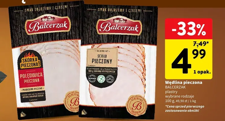 Wędlina pieczona Balcerzak schab pieczony promocja w Intermarche