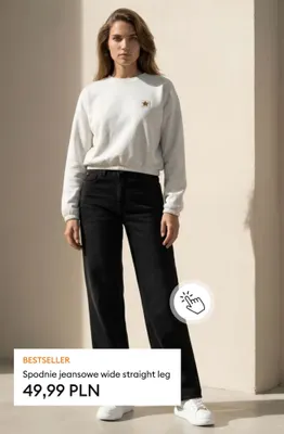 Spodnie jeansowe wide straight leg promocja w Sinsay