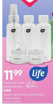 Zestaw opakowań podróżnych Life 6 elementów promocja w Super-Pharm