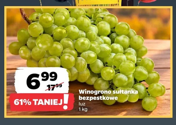 Winogrona sultanka bezpestkowe promocja w Netto