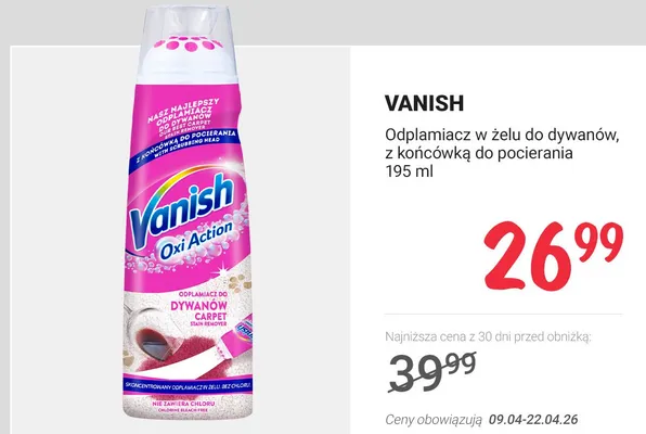 Odplamiacz w żelu do dywanów z końcówką do pocierania Oxi Action promocja w Rossmann