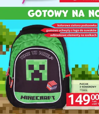 Plecak 3-komorowy Minecraft promocja w Selgros