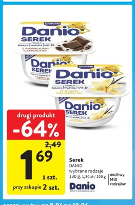 Serek Danio z kawałkami czekolady promocja w Intermarche