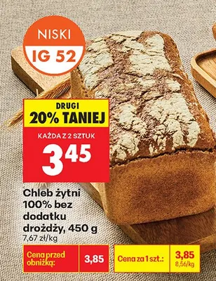 Chleb żytni 100% bez dodatku drożdży promocja w Biedronka