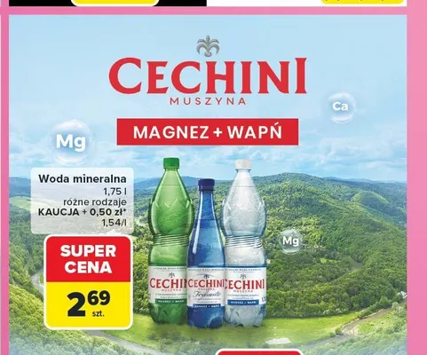Woda mineralna Cechini Muszyna wysokonasycona promocja w Carrefour